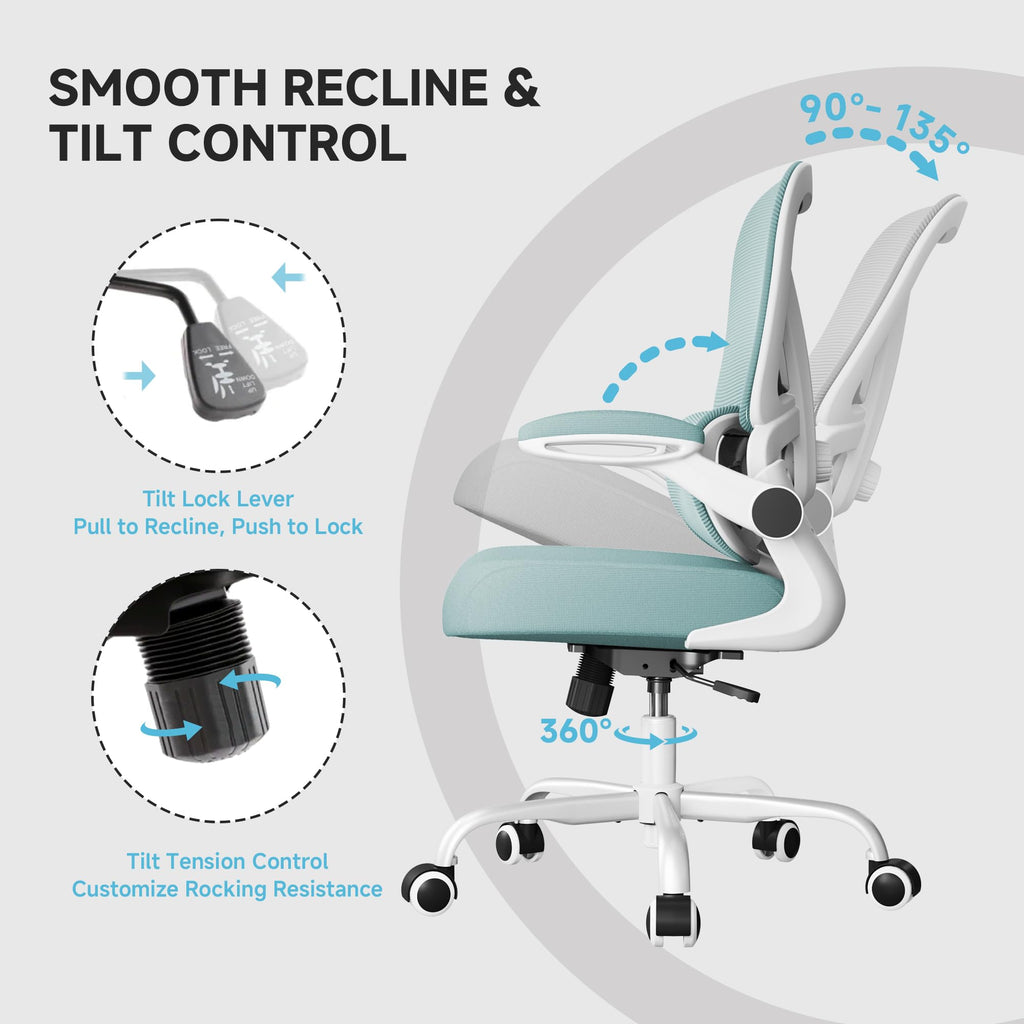 Mesh Office Chair, 330LBS Ergonomic Desk Chair with Adjustable Lumbar Support, Executive Computer Chairs for Home Office, Blue