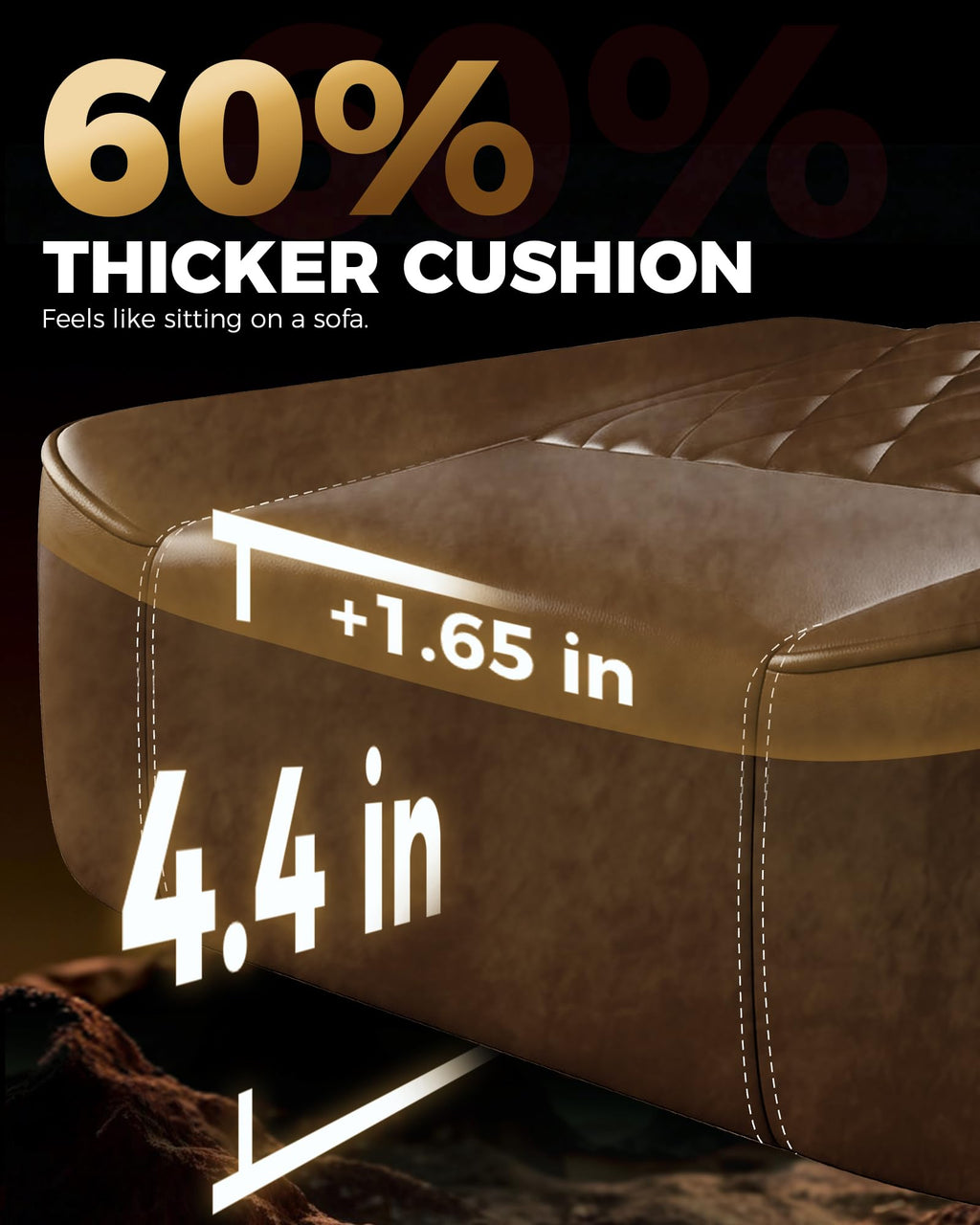 Big and Tall Gaming Chair with Footrest, Ergonomic Office Desk Chair with 4.4in Thick Cushion and Wide Wingless Seat, Comfortable Leather Computer Chair, Predator Series, Rustic Brown