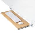 Large Clamp-on Computer Keyboard and Mouse Under Desk Slider Tray, 27 x 11 inch Pull Out Platform Drawer, Bamboo