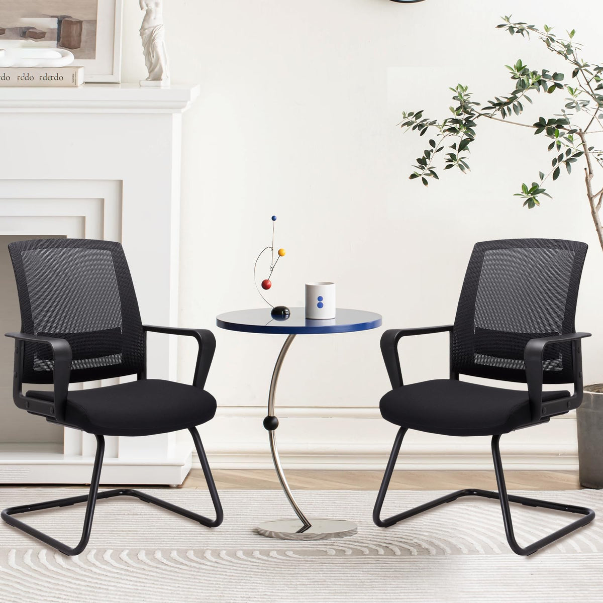 2 Pack, Office Guest Chair with Lumbar Support and Mid Back Mesh Space Air Grid Series for Reception Conference Room