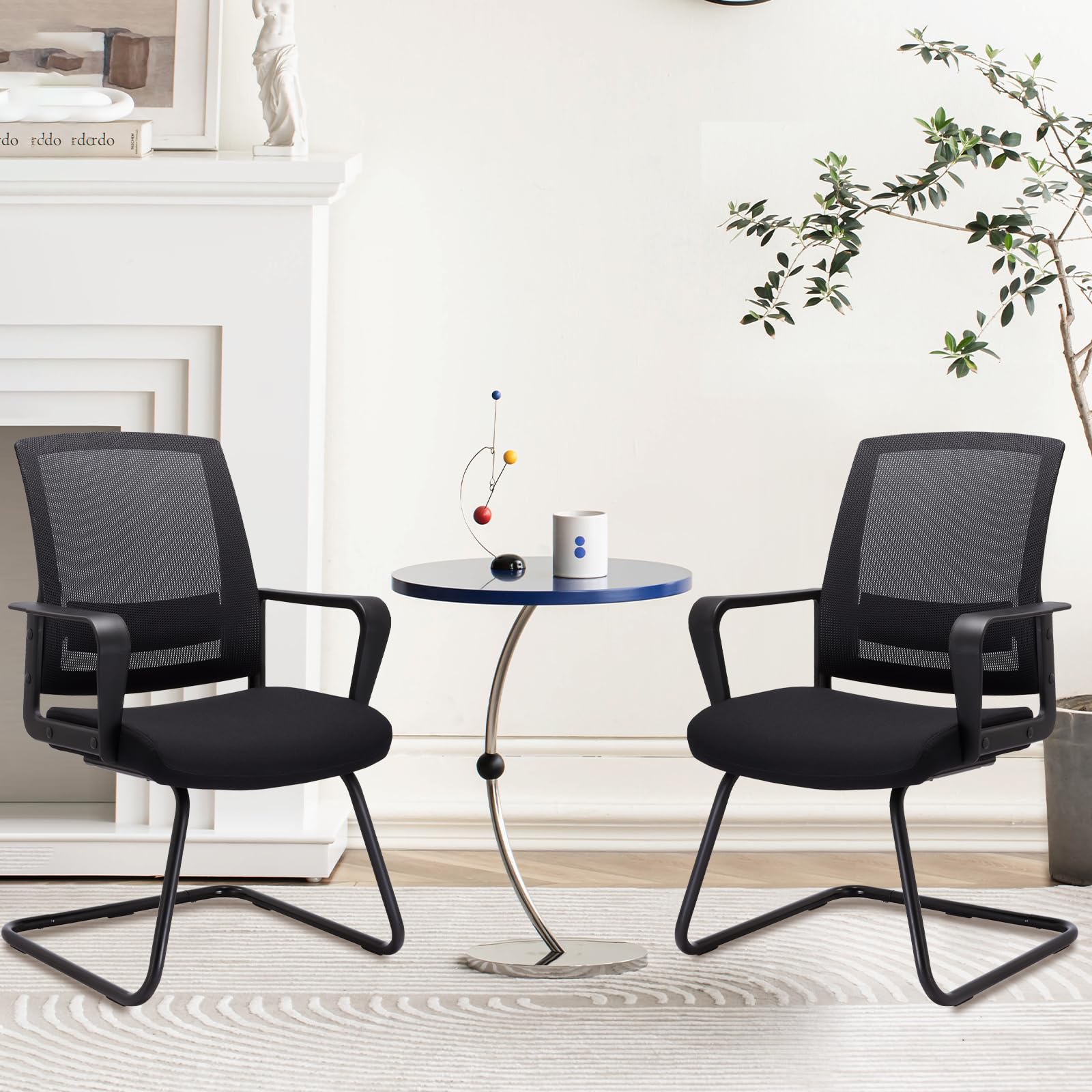4 Pack, Office Guest Chair with Lumbar Support and Mid Back Mesh Space Air Grid Series for Reception Conference Room