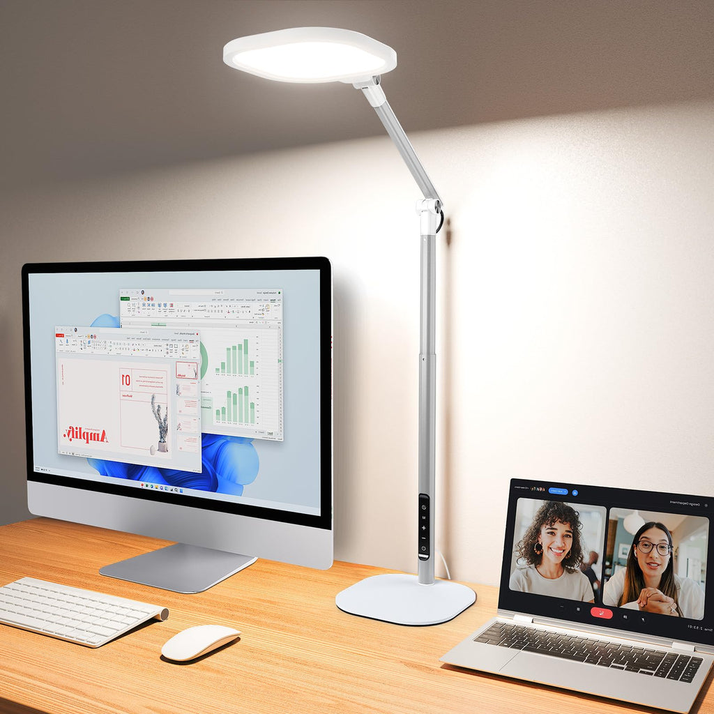 Tall LED Desk Lamps with Base, Edge-Lit Eye-Care, 50 Light Modes
