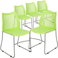 (Set of 5)Hercules Series Contoured Lobby Chairs with Air-Vent Honeycomb Backs, Ergonomic Stacking Chairs for Offices, Green