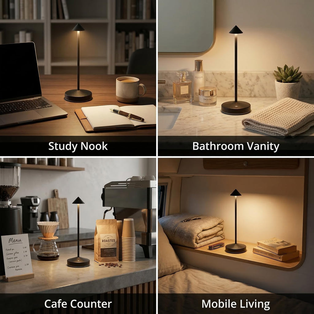 Cordless Table Lamps,Rechargeable Led Touch Bar Lamp, Portable Battery Desk Lamp,2 Level Brightness Dimmable Night Light,Minimalist Design, for Living Room/Restaurant/Couple Dinner/(Black)