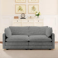 78'' Sectional 2 Seat Cloud Loveseat with 2 Throw Pillows, Modern Corduroy Love Seat, Convertible Cozy Sofa for Living Room, Bedroom and Office, Dark Grey
