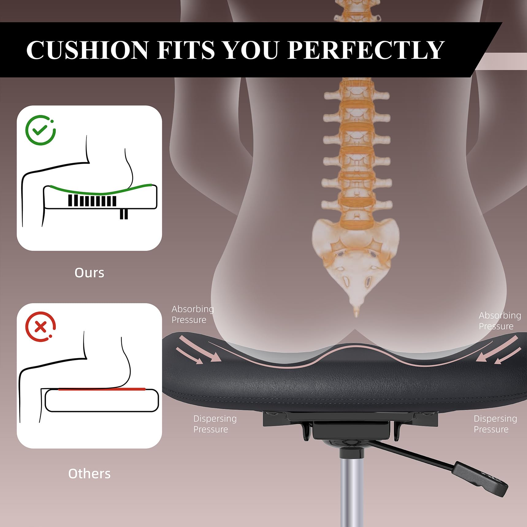 (Black, 4 Pack) , Drafting Chair with Back Support, Tall/High Desk Rolling Stool, Faux Leather Office Chair with Height Adjustable for Standing Desk, Home Office, Bar, Workbench & Kitchen