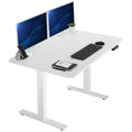 Electric 48 x 30 in Standing Desk, Memory Height Adjustment, 1B Series, Holds 220 lbs, One-Piece White Top, White Frame