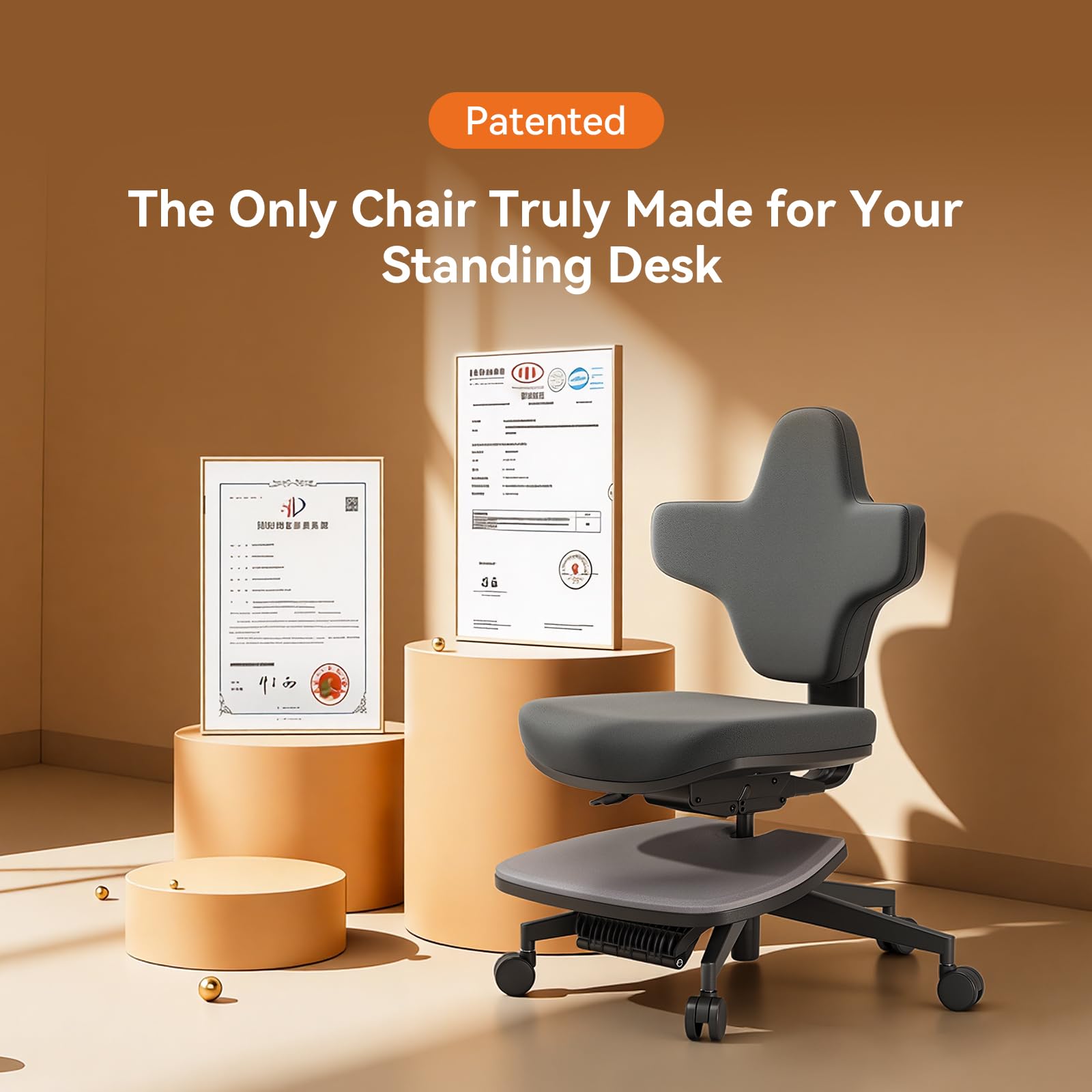 Standing Desk Chair, Standing Mate Chair for Sit-Stand, Ergonomic Leaning Perch Chair with Anti-Fatigue Mat, Standing Stool, Saddle Chair, Height Adjustable Home Office Posture Seat