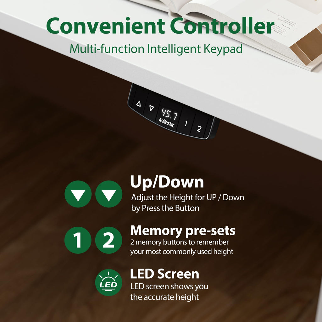 71 * 32 Inch Height Adjustable Electric Standing Desk, White