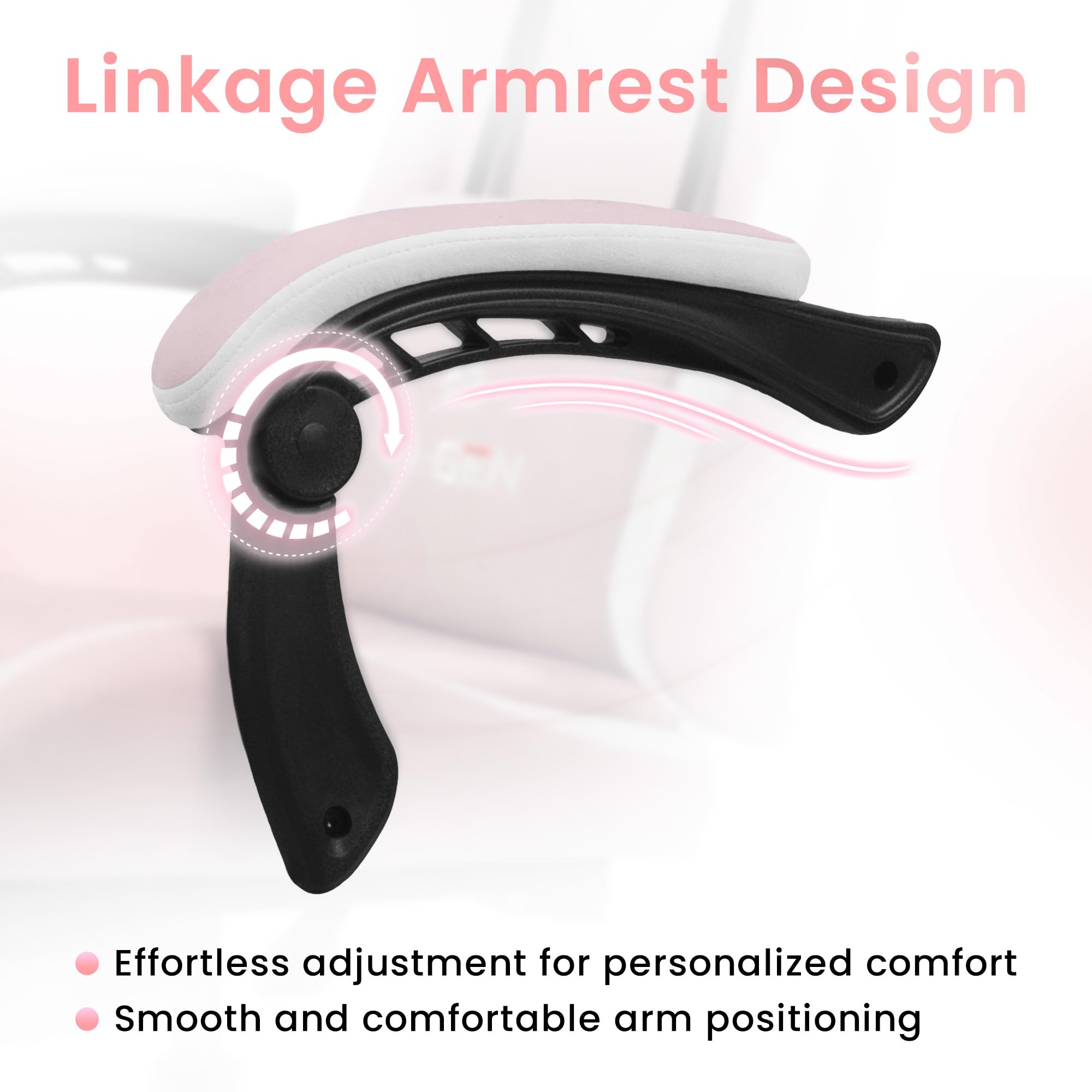 Gaming Chair with Footrest Lumbar Support for Home Office High Back Recliner Height Adjustable Ergonomic Comfy Fabric Computer Desk Chair (Pink)