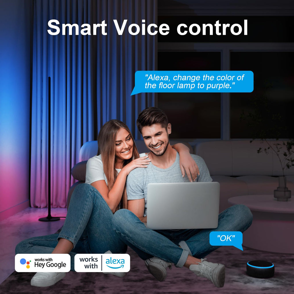 Corner Floor Lamp, Alexa Compatible, RGBICW, Music Sync