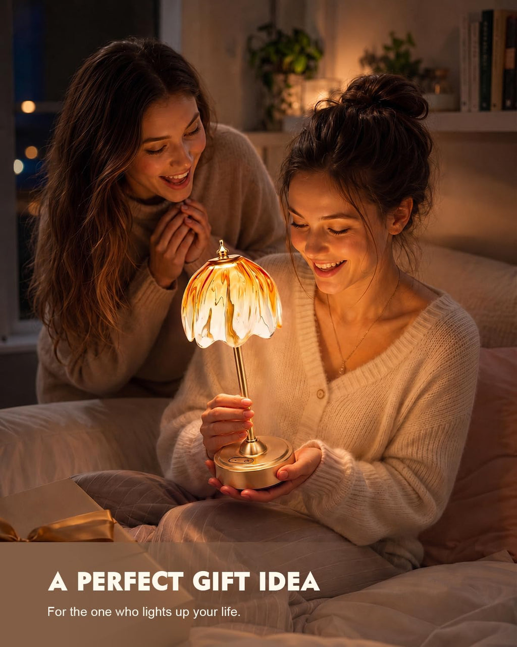 Cordless Flower Table Lamp, 5200mAh Small Rechargeable Touch Lamp