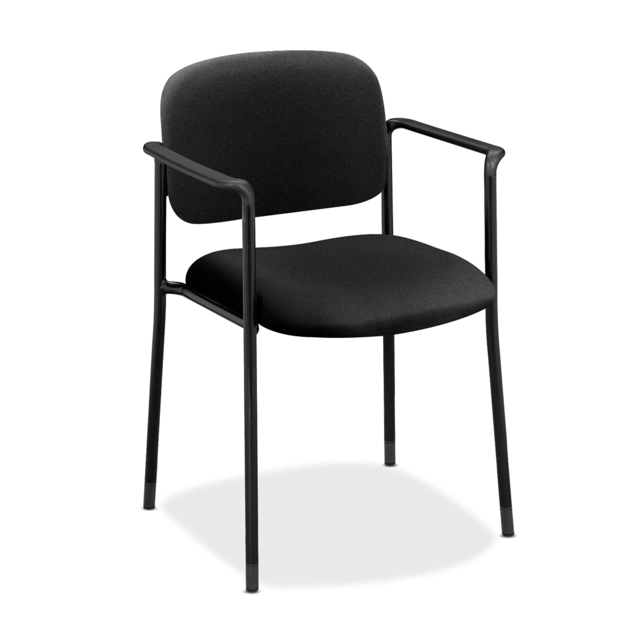 Fabric Guest Office Chair with Arms, Stackable Seating for Waiting Rooms, Lobbies, Conference Areas, and Offices, Side Chair for Reception and Training Spaces, Black