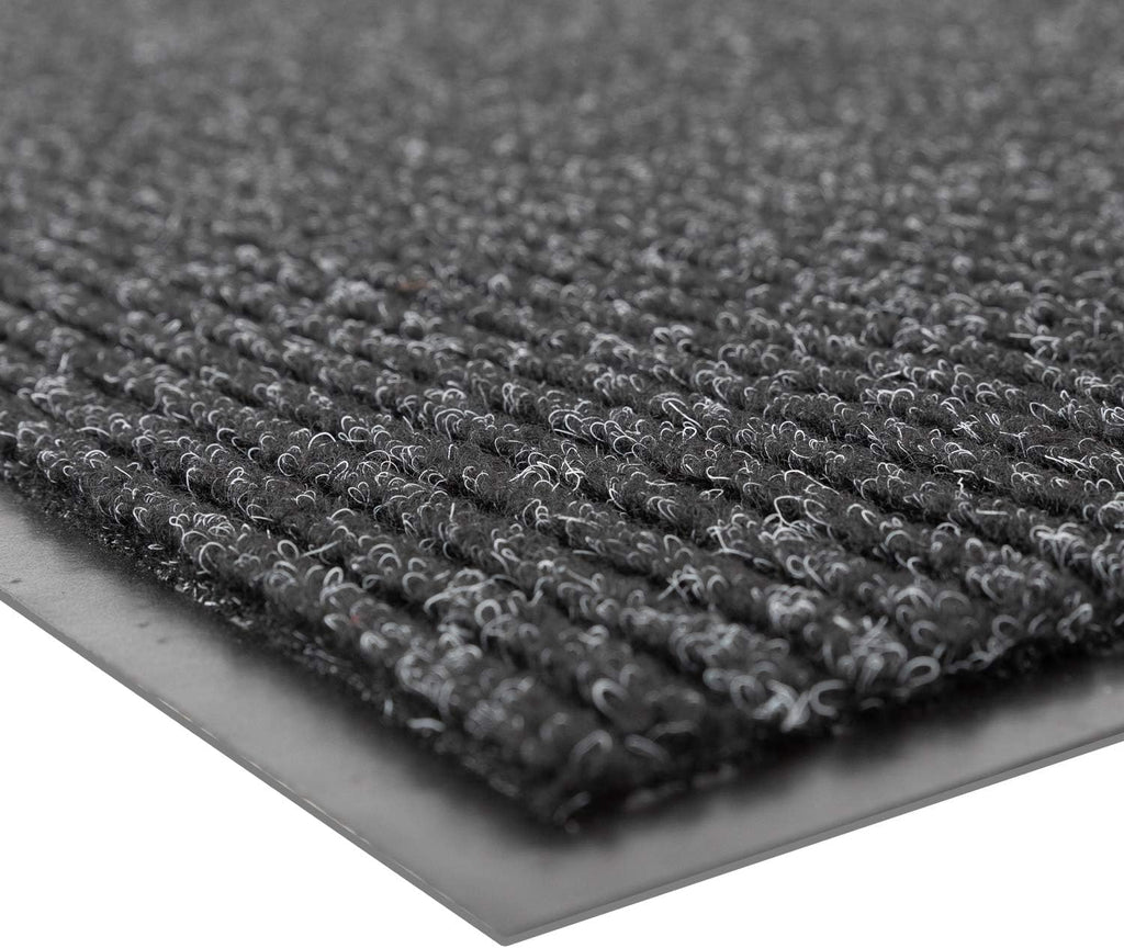 Industrial Door Mat, 3' x 4' Entrance Mat, Heavy Duty Commercial Rug for Businesses, Welcome Lobbies, Garage, and Mudroom, Made in the USA, Charcoal Black, Brush Step