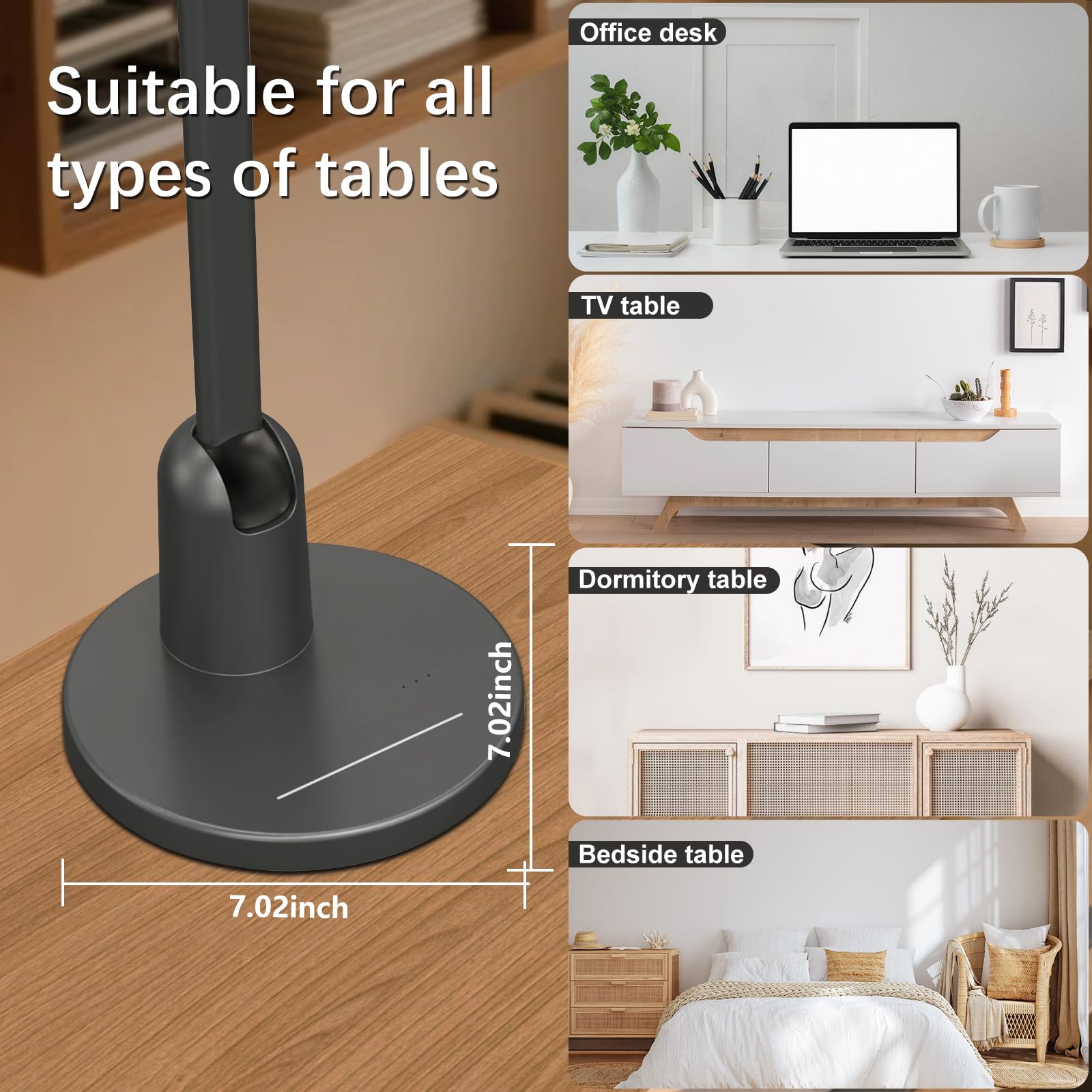 Desk Lamps for Office with Stable Base, 1000LM Ultra Bright Eye-Caring LED Desk Light, 3000K-6000K Dimmable Table Lamp with Stepless Dimming & Timing Function for Work, Reading, Bedroom, Bedside