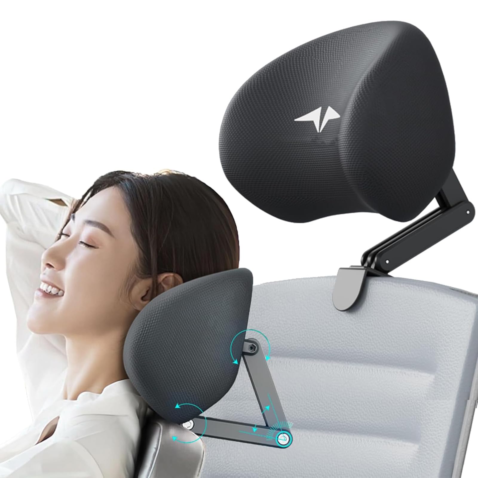 Memory Foam Headrest Attachment for Office Chair, Attachable Chair Head Rest, Desk Chair Neck Support, Elastic Sponge Head Pillow Adjustable Height and Angle (Black)