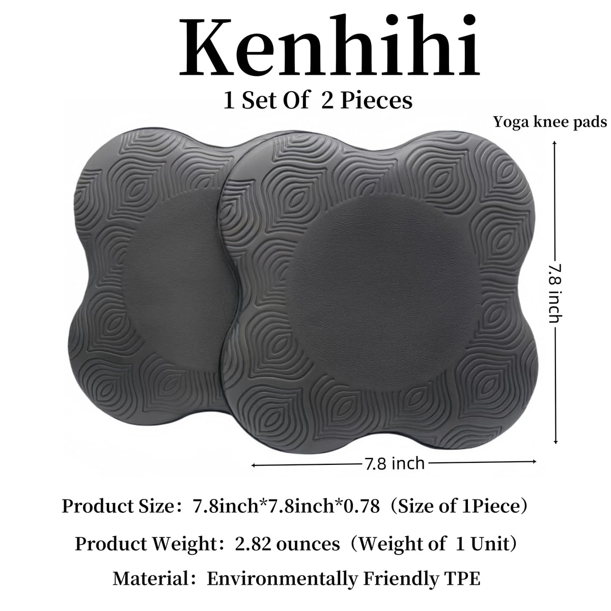 Yoga Knee Guards (Set of 2) - Male and Female Yoga Props and Accessories for Fitness, Travel, Meditation, Kneeling, Balance, Floor, Pilates Pads for Knee and Elbow (black)