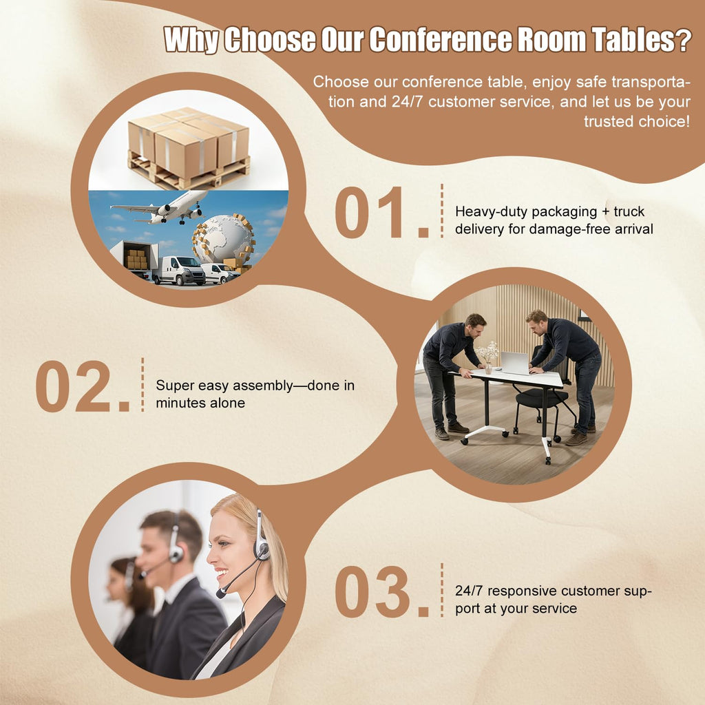 Folding Conference Table, 8 Pack Modern Flip Top Mobile Training Tables