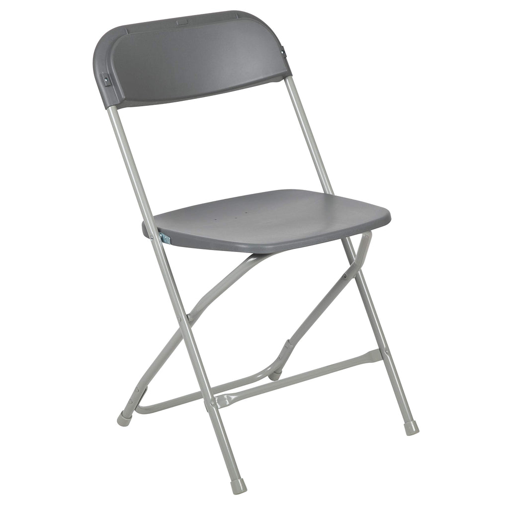 Hercules Series Plastic Folding Chair - Grey - 650LB Weight Capacity Comfortable Event Chair - Lightweight Folding Chair
