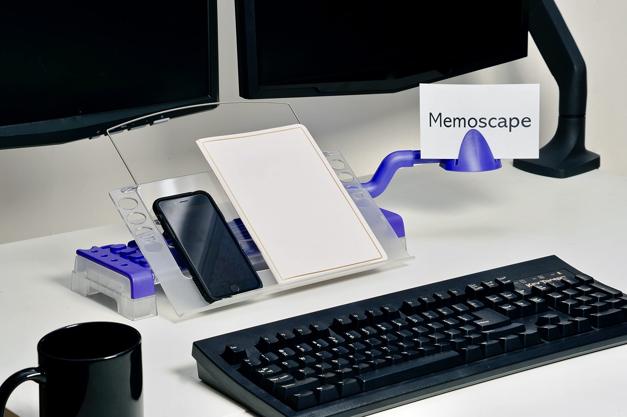 Adjustable in-Line Document Holder for Typing | Reduces Neck Strain, Improves Focus, Boosts Desk Organization, and Workflow | Paper Holder Stand for Desk and Home Office - Purple