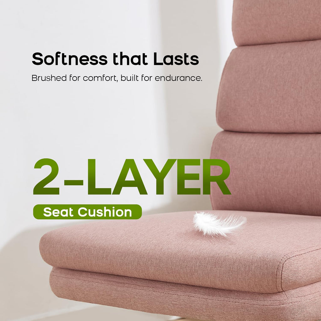 Office Chair Adjustable Desk Chair Mid Back Executive Comfortable Fabric Ergonomic Back Support Home Computer Chair with Padded Flip-up Armrest Swivel Wheels (Pink)