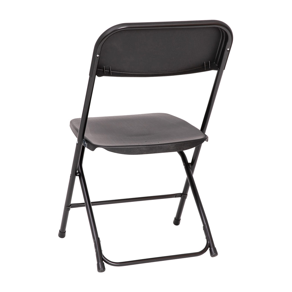 Set of 4, Hercules Series Big & Tall Stackable Plastic Folding Chairs, Extra Wide Commercial Event Seats, Black