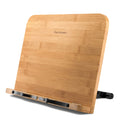 Bamboo Book Stand, Large Book Holder with 6 Adjustable Height, Foldable Cookbook Stand Desktop Document Holder for Kitchen & Office (13.4 x 9.3 Inch)
