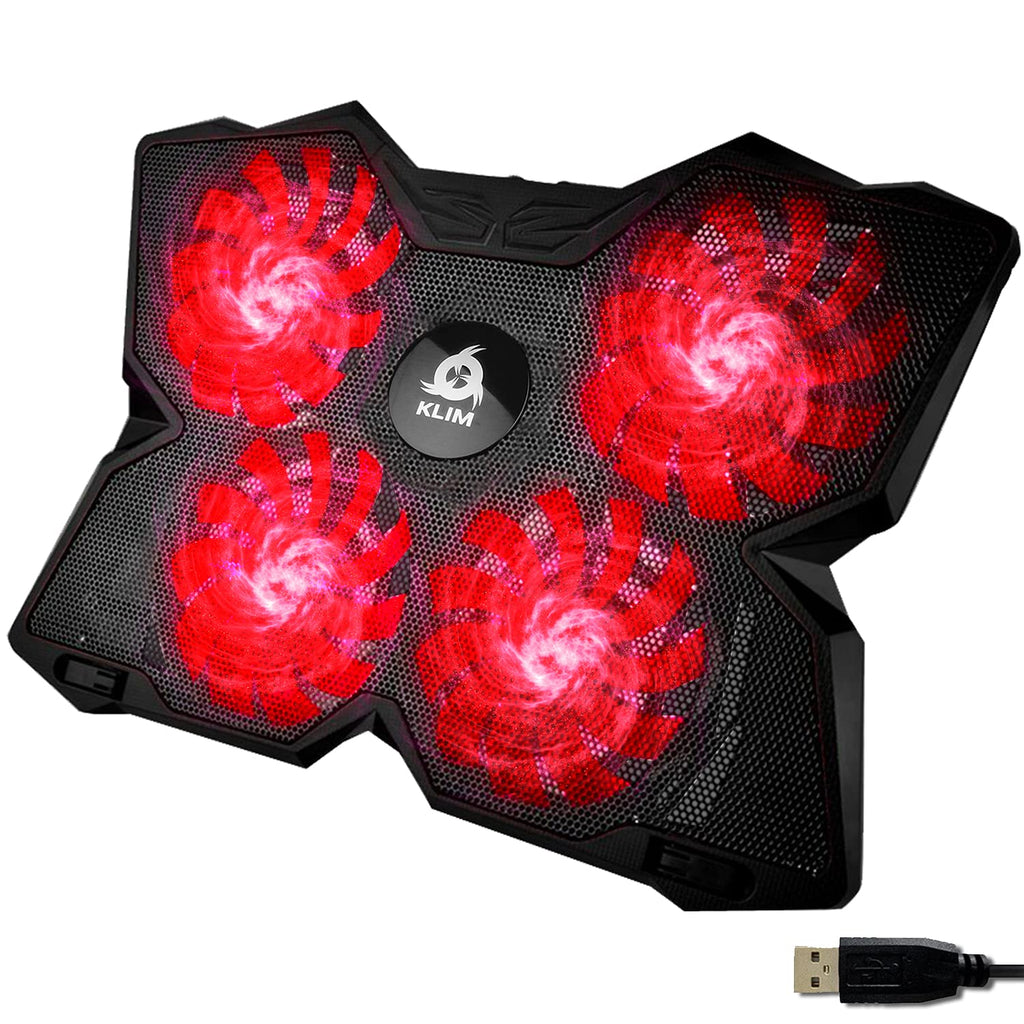 Laptop Cooling Pad - Support 11 to 17 Inch Laptops, PS4-4 Fans - Light, Quiet, Powerful Cooling - Gamer USB Slim Portable Laptop Stand - NEW 2021 Version - Black