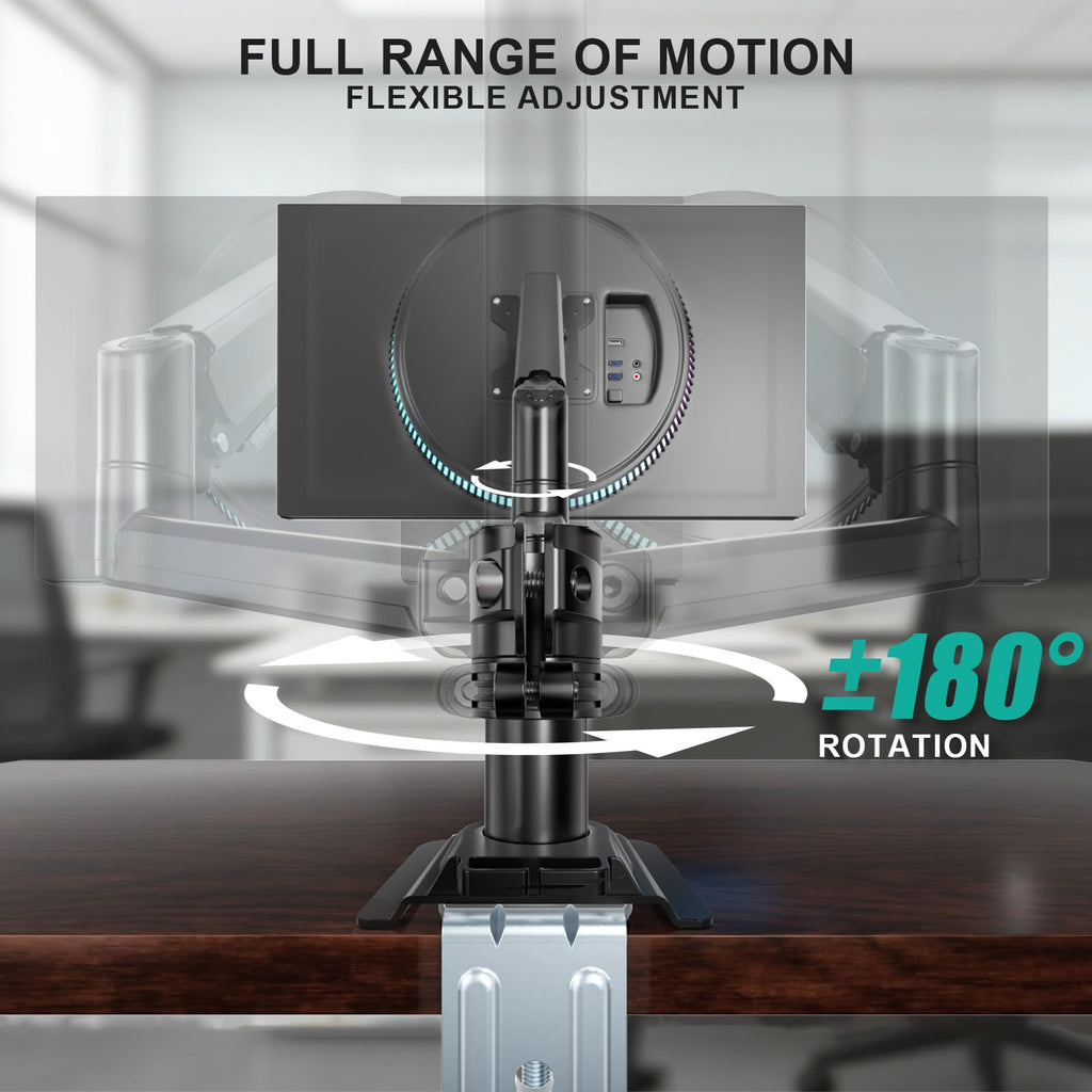 Single Monitor Arm 13-33 Inch, Single Monitor Mount, Vesa Desk Mount up to 19.8lbs Single Monitor Stand with Clamp, VESA 75x75mm or 100x100mm Compatibility(GSDM001), Black