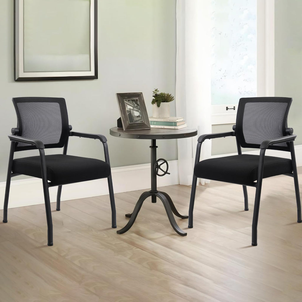 8PACK, Desk Chair No Wheels with Adjustable Mesh Backrest, Arm Chair with Ergonomic Lumbar Support and Thickened Seats Cushion, Waiting Room Chairs for Office School Church Guest Reception,
