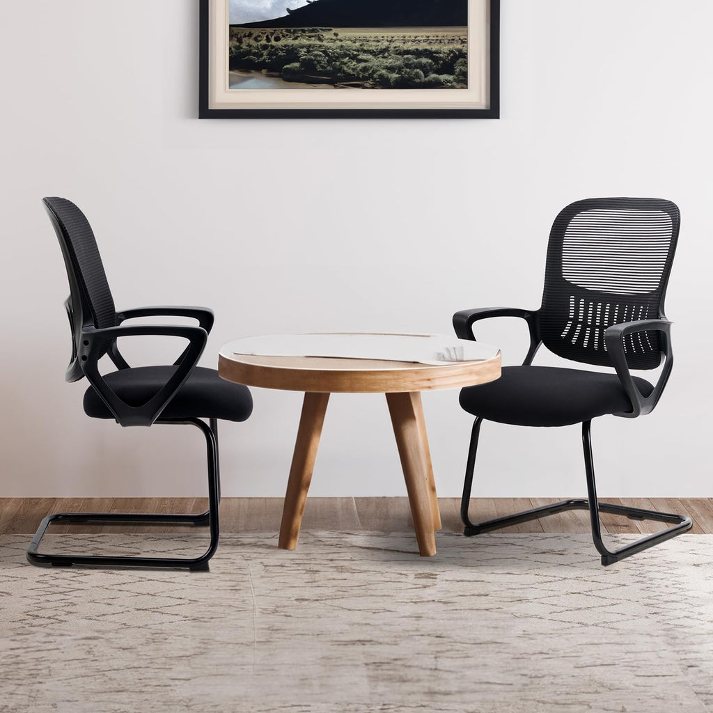 Reception Guest Chair Set of 1, Stationary Non Rolling Mesh Mid Back Computer Office Desk with Lumbar Support for Home Waiting Area Conference Room Bedroom