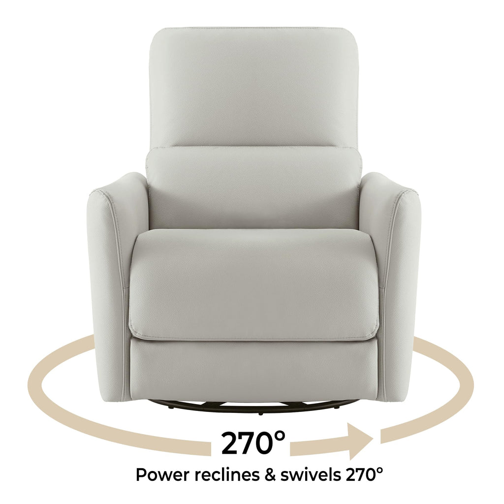 Power Recliner Chair Swivel Glider, FSC Certified Upholstered Faux Leather Living Room Nursery Reclining Sofa Chair with Lumbar Support, Cream