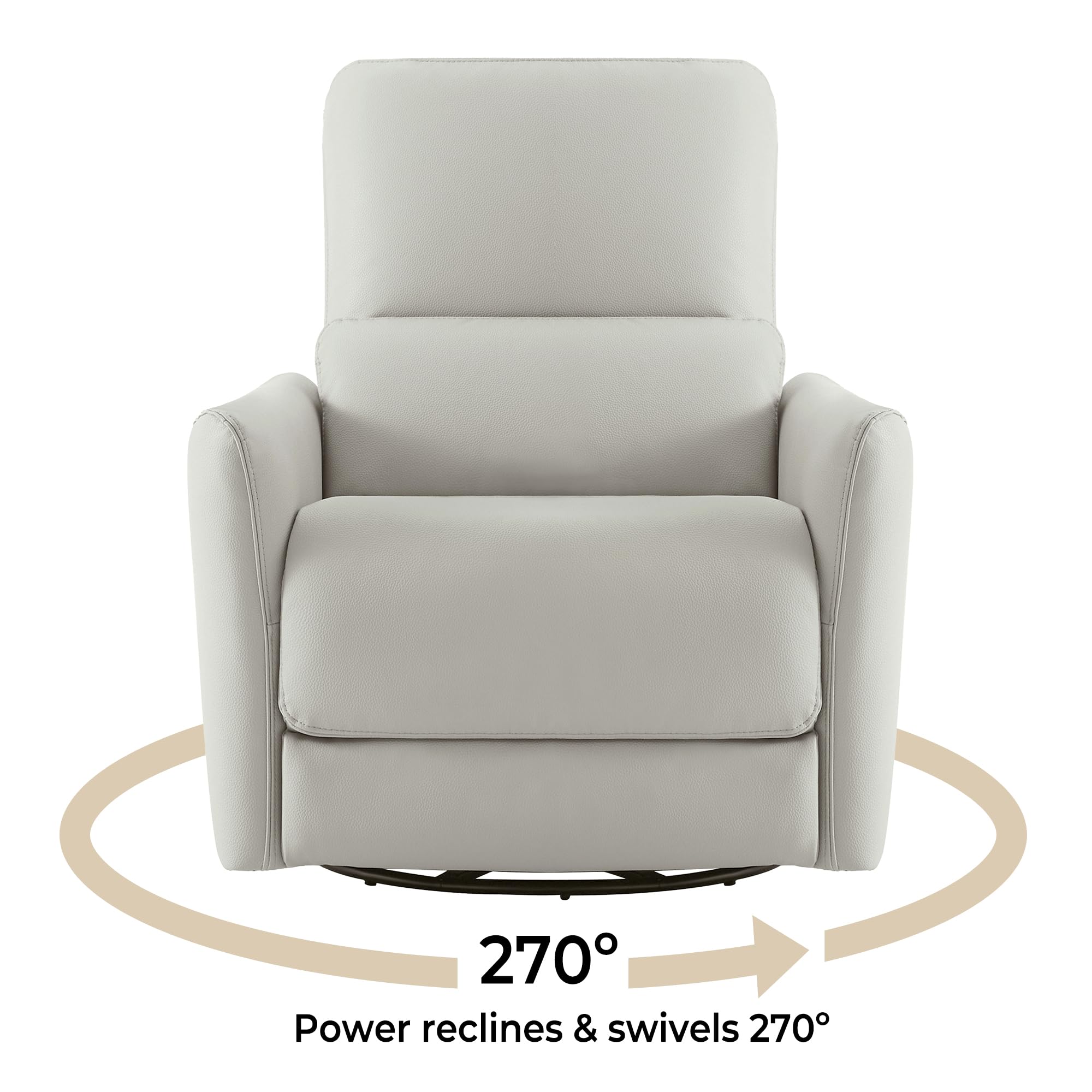 Power Recliner Chair Swivel Glider, FSC Certified Upholstered Faux Leather Living Room Nursery Reclining Sofa Chair with Lumbar Support, Cream