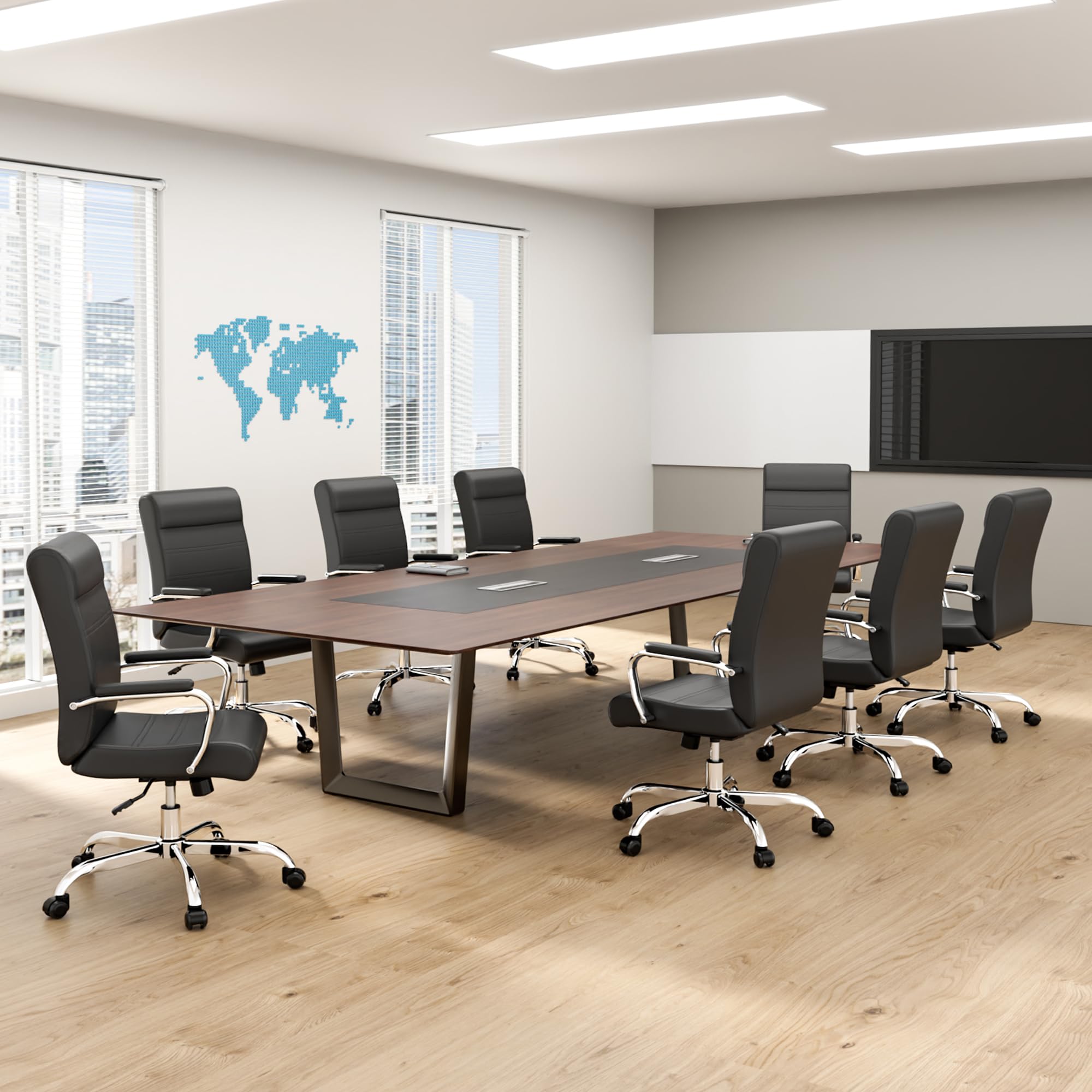 Office Desk Chair,Modern Leather Conference Room Chairs,High Back Ergonomic Home ofiice Chair,Adjustable Height Swivel Executive Computer Chair with Armrest and Padded Seat,Black