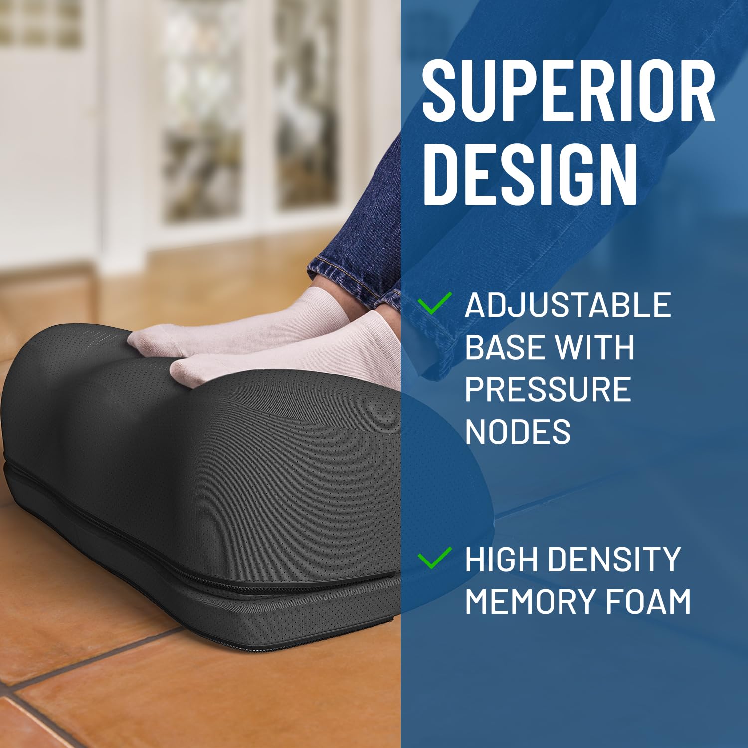Comfort Adjustable Cloud Foot Rest for Under Desk at Work with Pressure Point Nodes - Comfortable Memory Foam Office Foot Stool & Desk Pillow, Gaming & Home Accessories