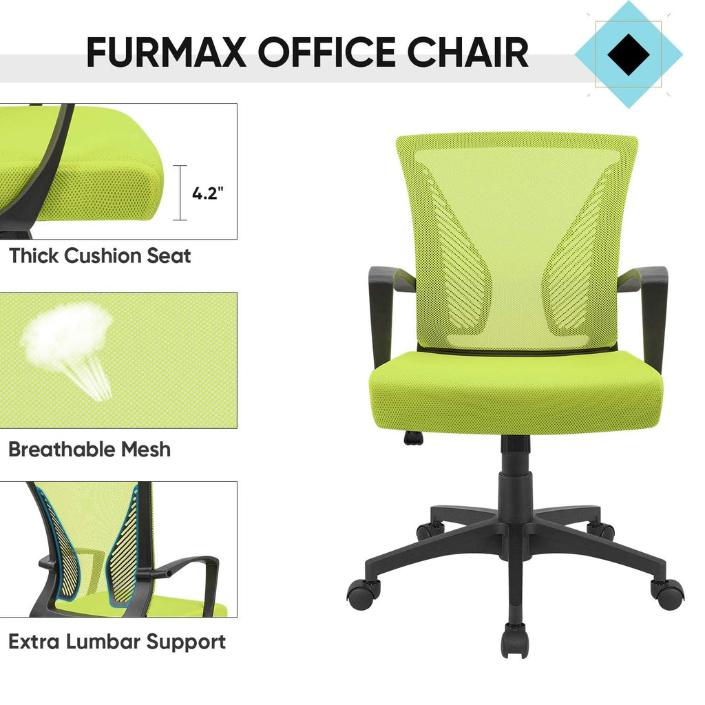 (2, Cyan) Office Chair Ergonomic Computer Desk Mesh Chair Mid Back Swivel Lumbar Support with Armrest