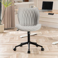 Armless Desk Chair Comfy Office Chair with Wheels Home Ergonomic Task Chair Adjustable Computer Chairs Modern Faux Leather Swivel Chair Upholstered Makeup Vanity Chair with Back(Gray)