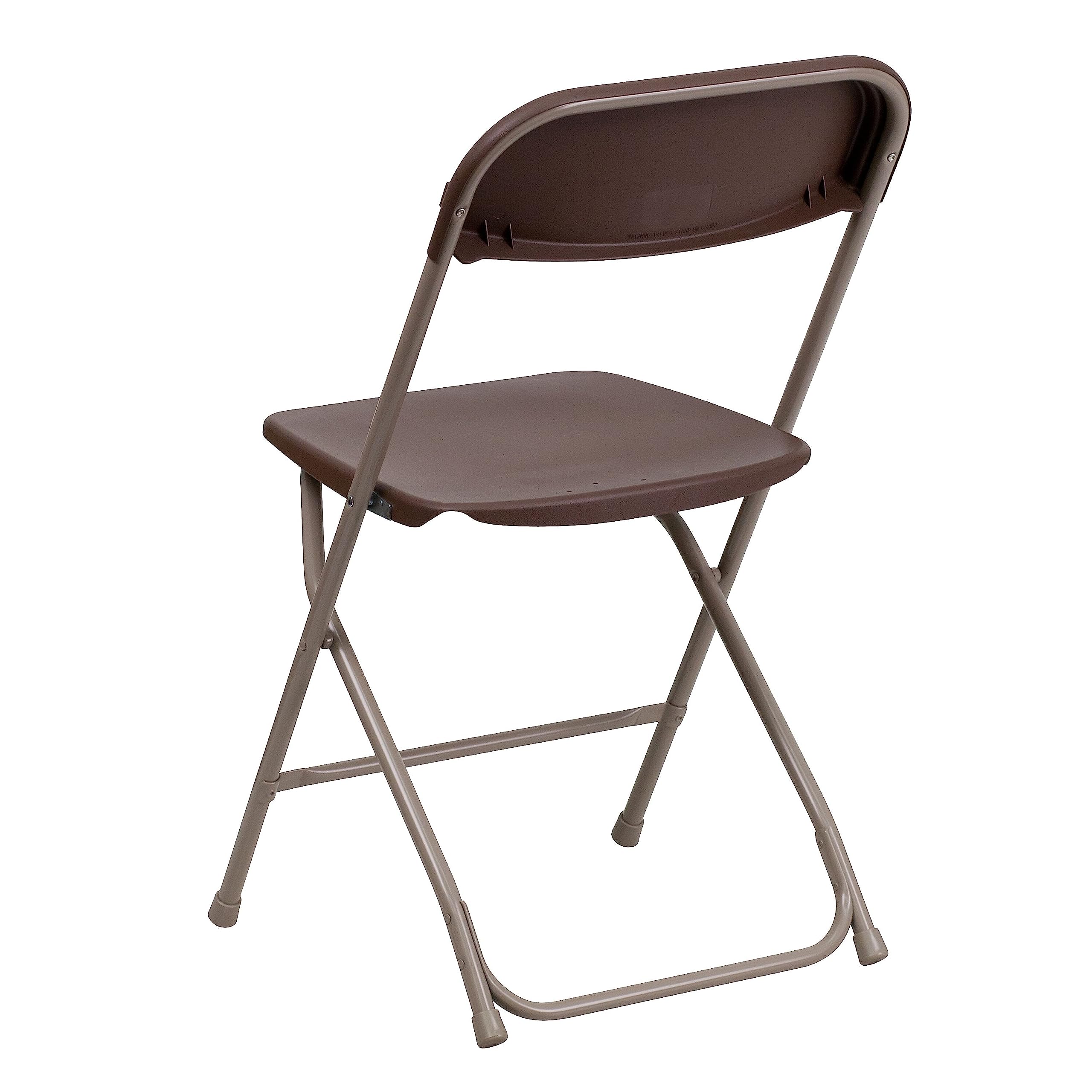 Hercules Series Plastic Folding Chair - - Brown - 650LB Weight Capacity Comfortable Event Chair - Lightweight Folding Chair -