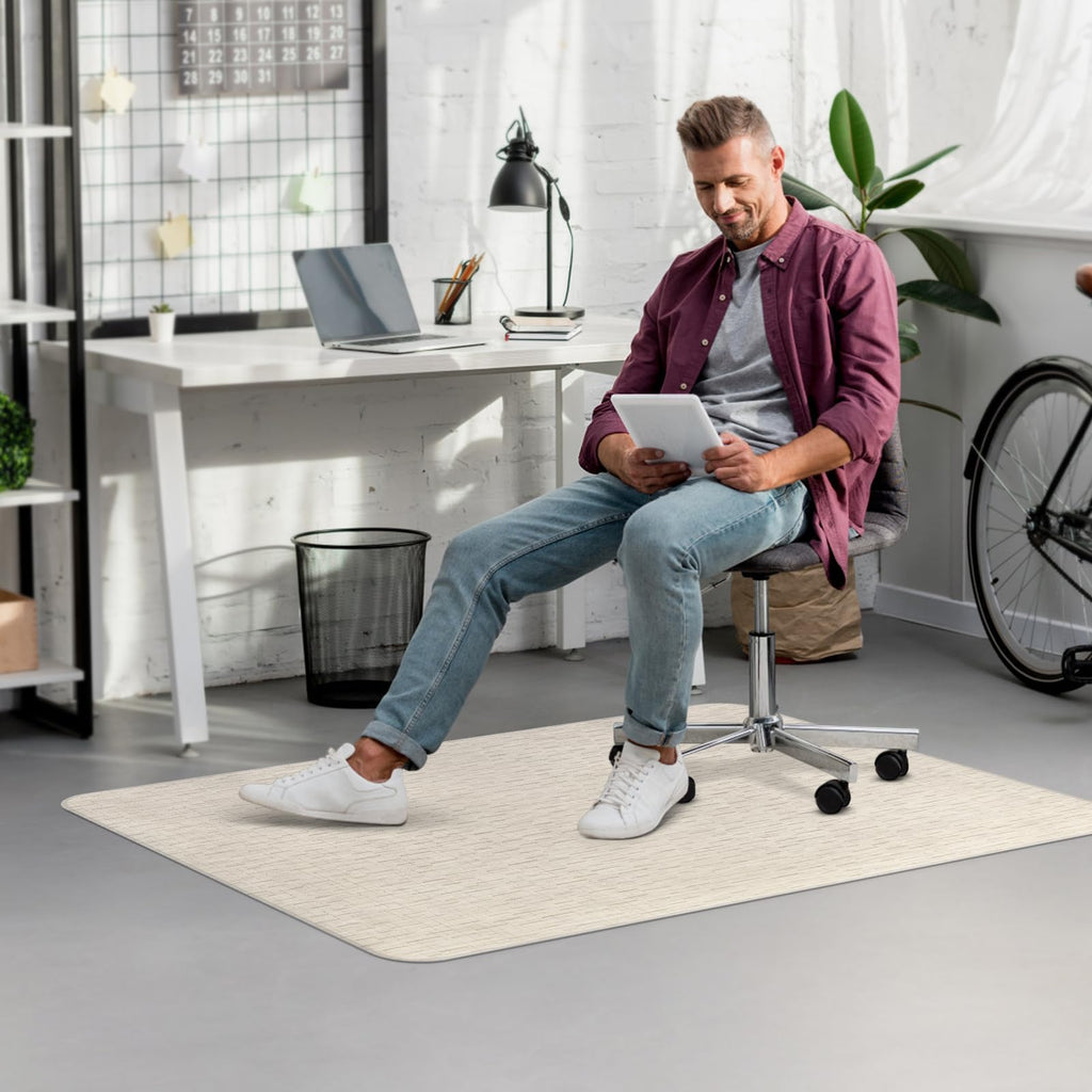 Office Chair Mat for Hardwood Floor, 36" x 48" Desk Chair Mat for Hard Wood and Tile Floor, Large Anti-Slip Hard Floor Protector Rolling Chair Mat, PVC Mat Desk Rug for Office, Light Brown
