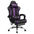 Gaming Chair, Video Game Chair with Massage Lumbar Support and Footrest Height Adjustable Ergonomic Computer Chair with Swivel Seat and Headrest Black/Purple