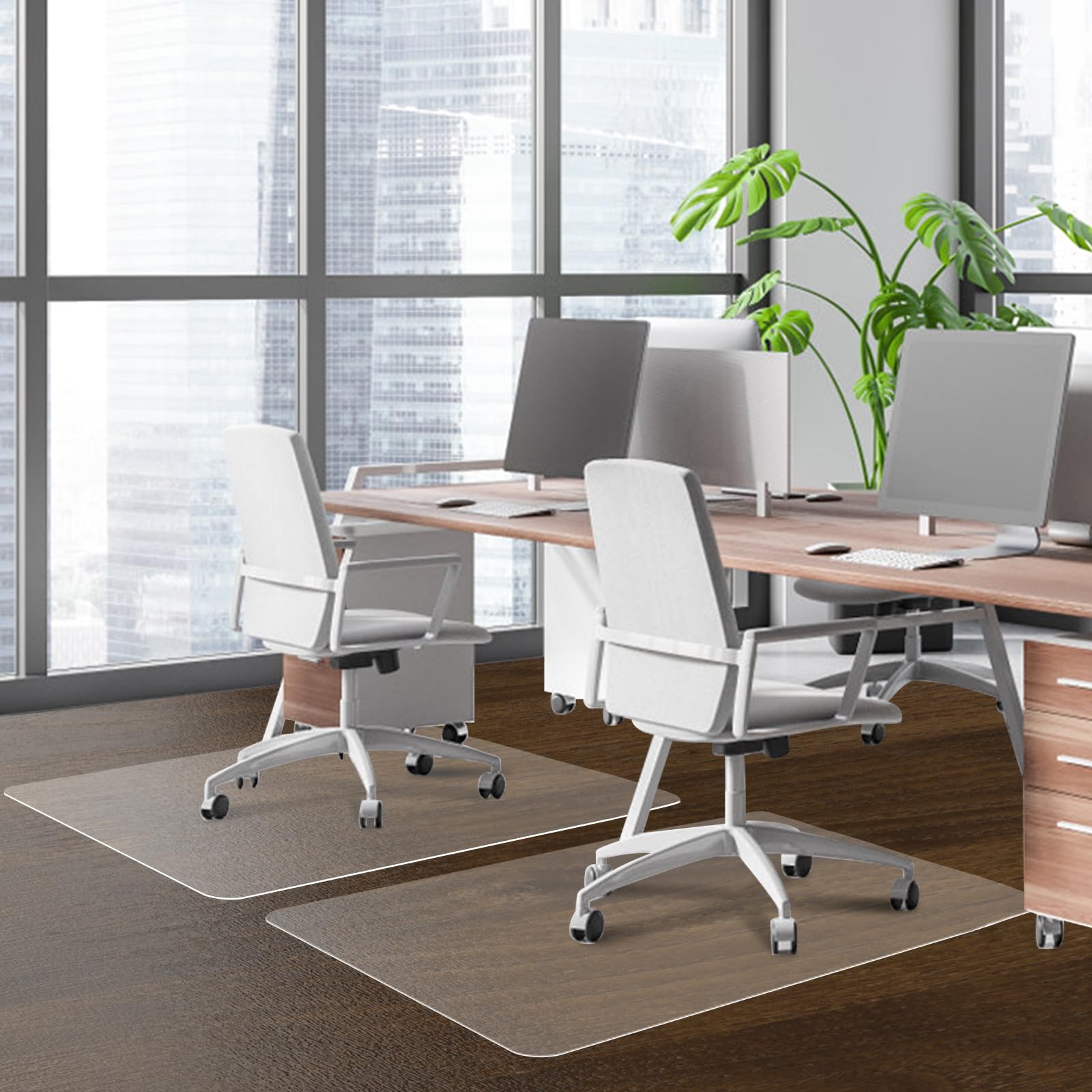 Office Chair Mat for Hardwood Floor, 48"×36" Transparent Home Floor Protector Mat for Rolling Chairs, Anti-Slip Plastic Under Desk Computer Mats Easy Glide on Hard Floors, Rectangle