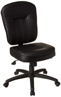 Leather Adjustable Task Chair Without Arms, Black