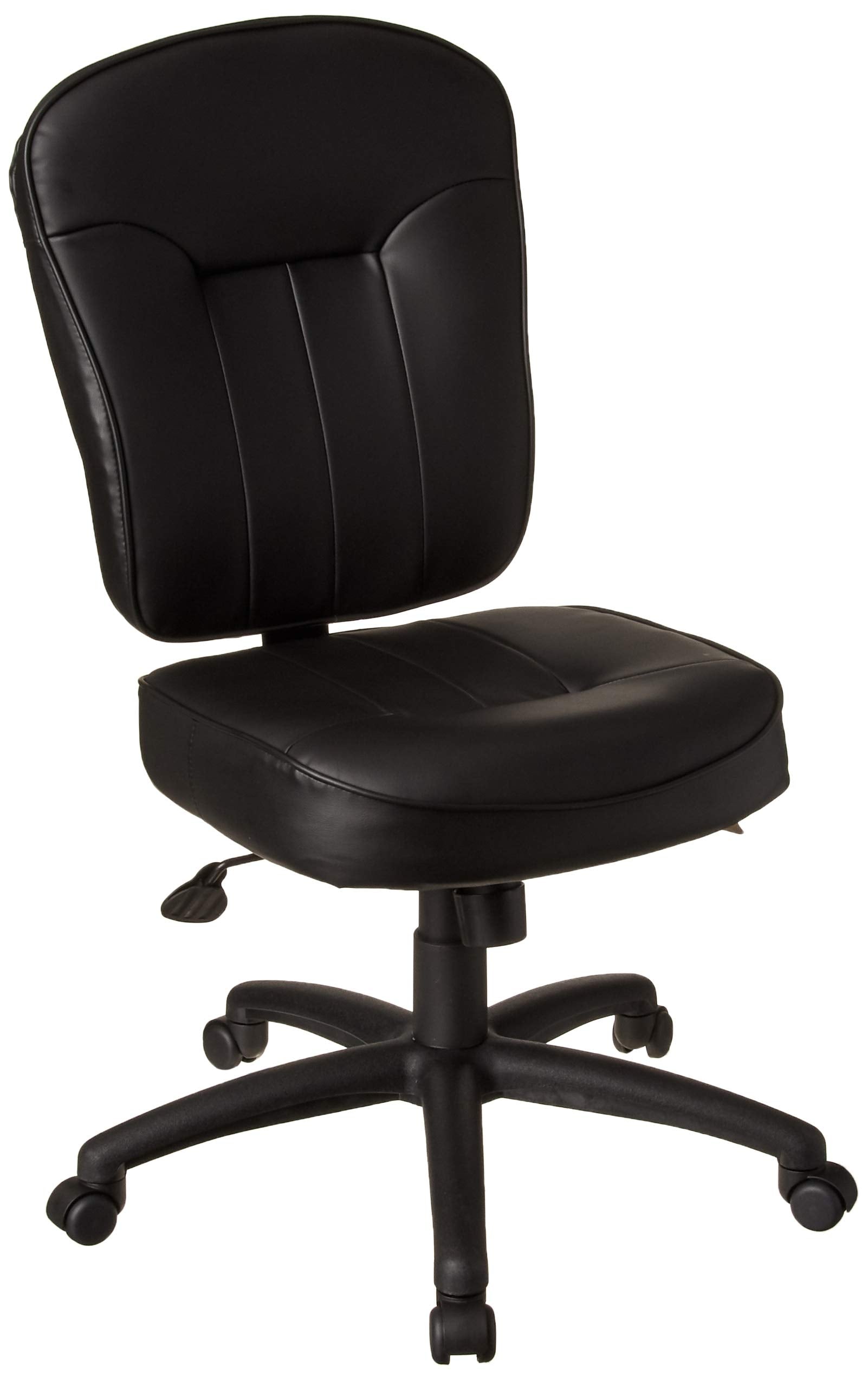 Leather Adjustable Task Chair Without Arms, Black