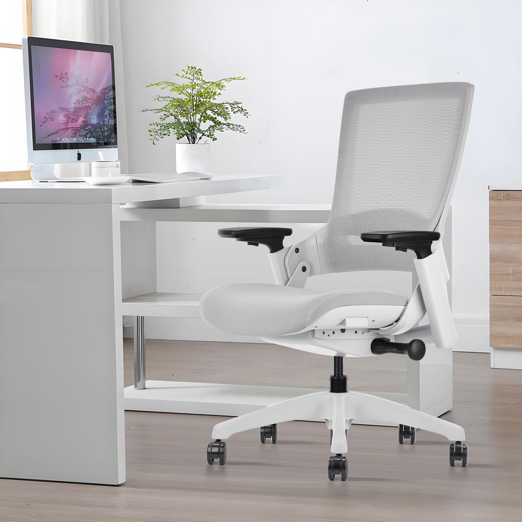Office Chair Swivel Executive Chair, Adjustable Ergonomic Computer Chair with 3D Armrest and Lumbar Support, Mesh Backrest Task Chair for Home Office Conference Room Grey