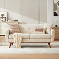 65.2" W Loveseat Sofa, Easy to Install Small Couch for Bedroom Office Apartment, Cream White