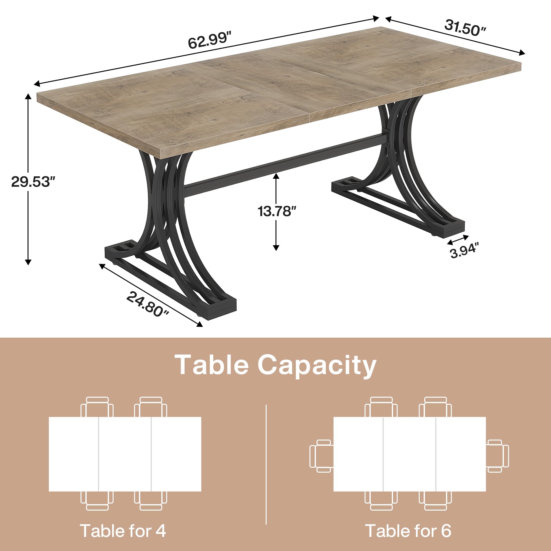 10.5FT Conference Table, Modern Meeting Table for 8-10 People, Rectangle Seminar Boardroom Table for Office Conference Room with Stylish Legs (4, Grey + Black)