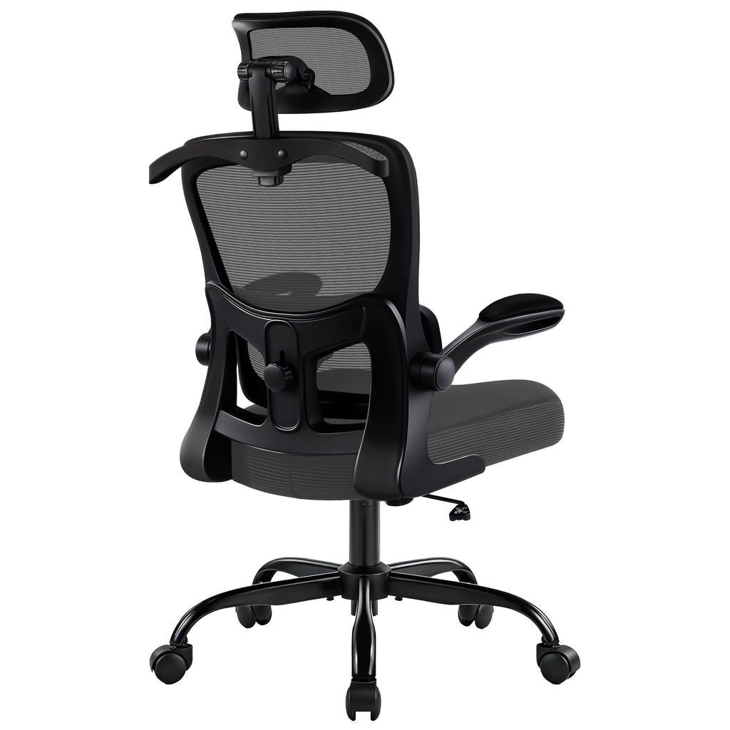 Office Chair Ergonomic Desk Chairs with Adjustable Lumbar Support& Headrest Hanger, High Back Breathable Mesh Chair with Wheels, Rolling Swivel Comfy Task Computer Chair for Home Work Gaming