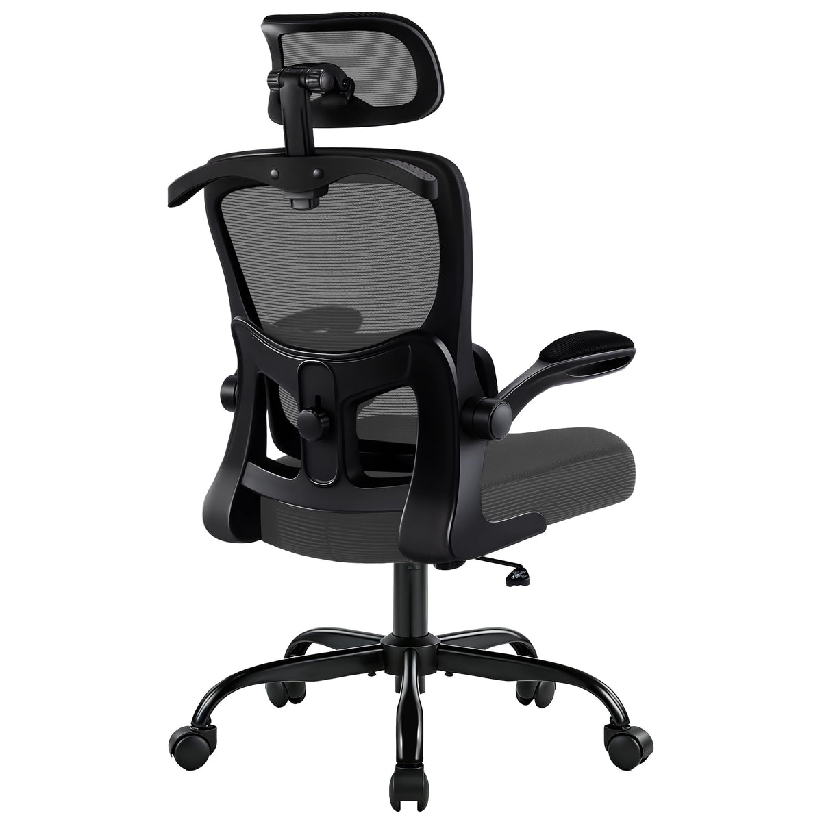Office Chair Ergonomic Desk Chairs with Adjustable Lumbar Support& Headrest Hanger, High Back Breathable Mesh Chair with Wheels, Rolling Swivel Comfy Task Computer Chair for Home Work Gaming