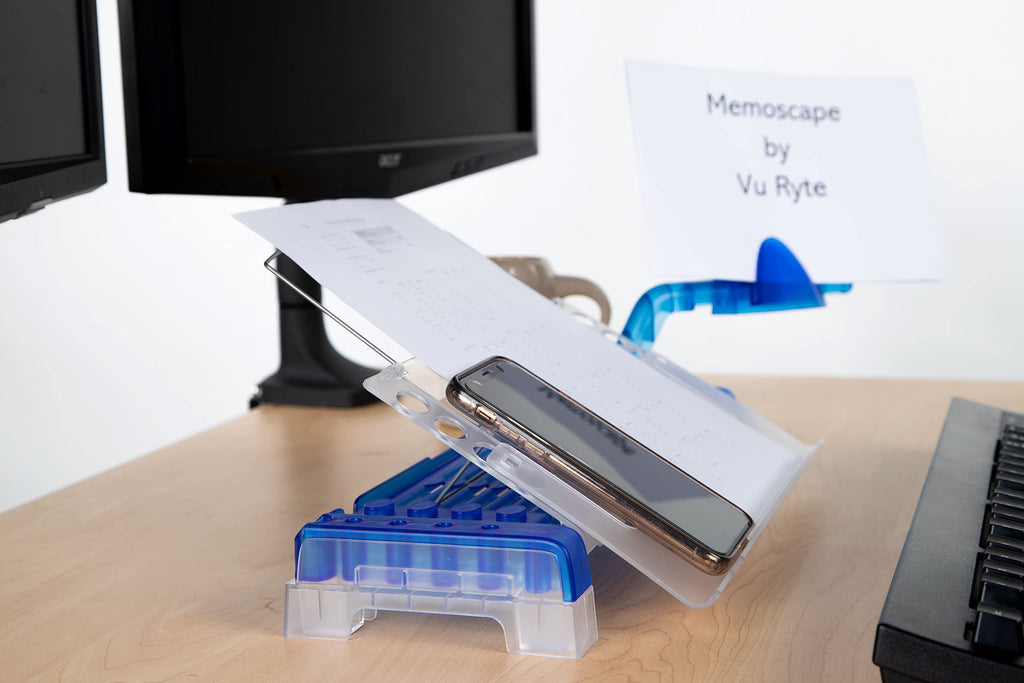 Adjustable in-Line Document Holder for Typing | Reduces Neck Strain, Improves Focus, Boosts Desk Organization, and Workflow | Paper Holder Stand for Desk and Home Office - Blue