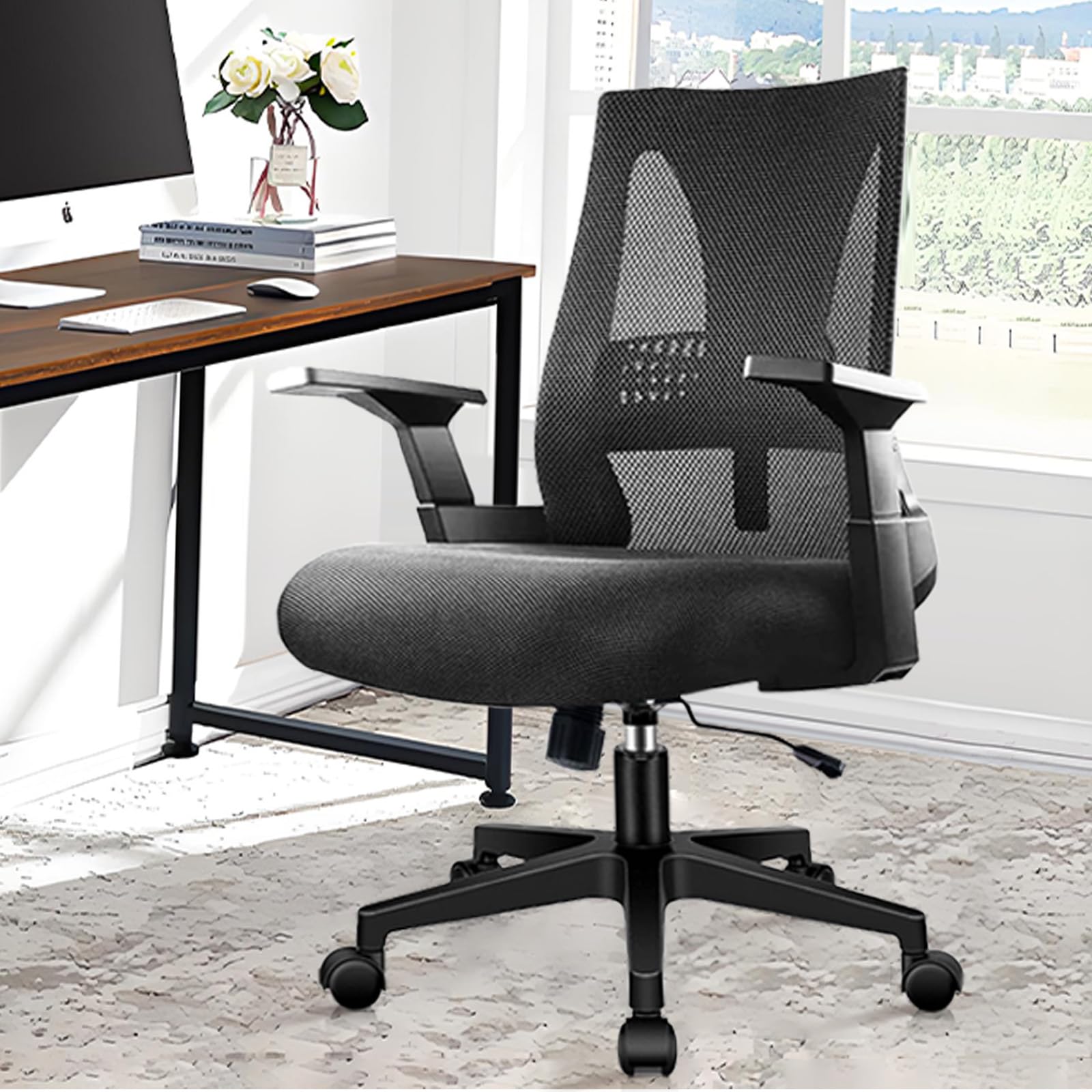 500lbs Big and Tall Office Chair Heavy Duty Mesh Ergonomic Computer Chairs with Adjustable Lumbar Support and Wide Comfy Seat for Home Office Conference Heavy People, Black